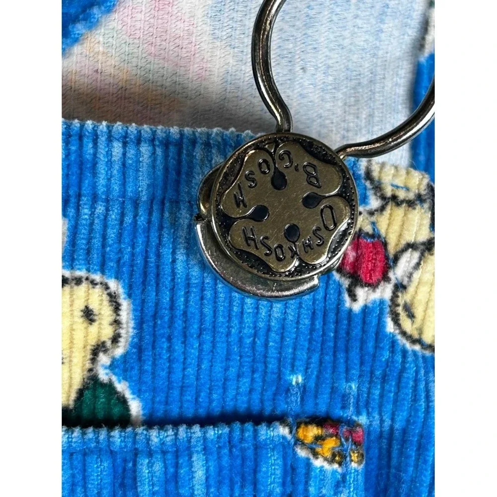 Vintage OshKosh‎ Kids Corduroy Overalls Blue Bear Tree Print Adjustable Straps